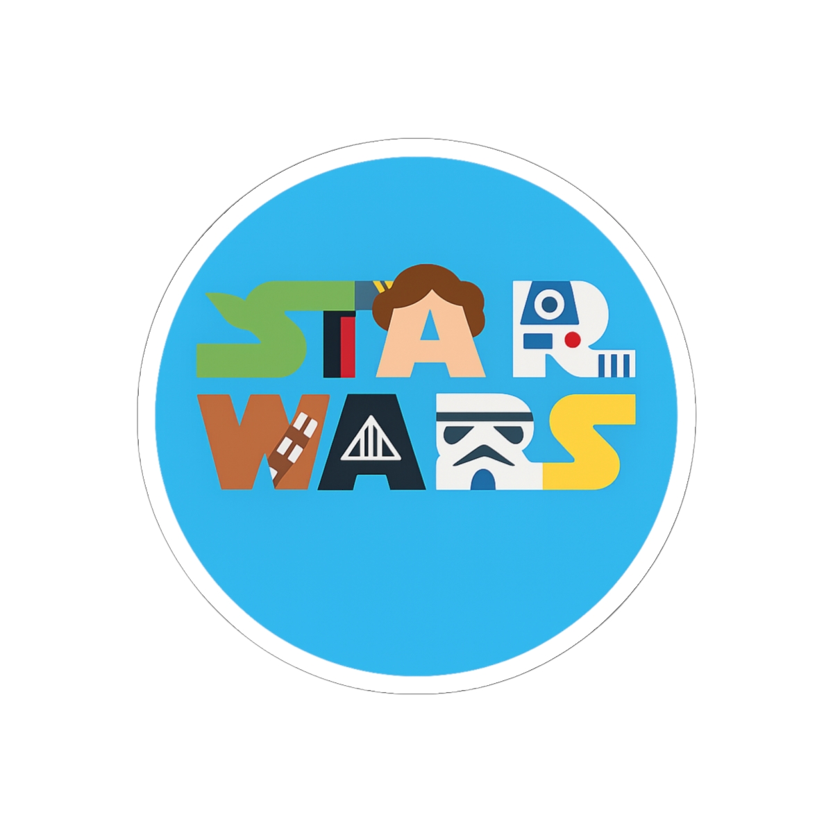 Star Wars Character Letters Logo Classic Round Sticker